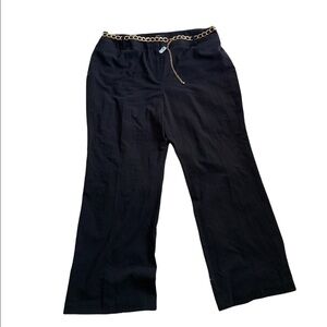 Style & Co | Black Stretch Pants Gold Chain Belt Wide Leg Dress Pants
